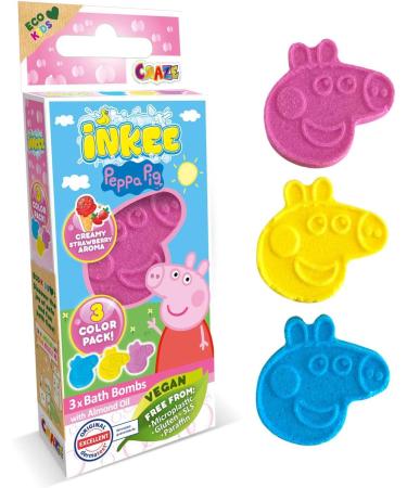 INKEE Peppa Pig Mini Bath Bombs - Kids Pack of 10 | 30 Fun Colors Almond Oil & Strawberry Fragrance | Ideal for Bath Time Play - Buy Online on SooperMarket.com
