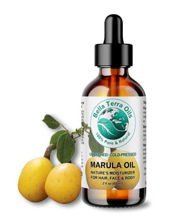 Bella Terra Oils - Marula Facial Oil 2 oz - Rich in Vitamin E & Omega Fatty Acids Luxurious Oil for Radiant Skin Cold-Pressed Essence 2 Fl Oz (Pack of 1)