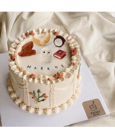 Harry Potter Personalised Cake Toppers Set - Kids Birthday Fondant Icing Wizard Decoration Supplies - Hedwig Owl Snitch Notebook Hat Platform Badge - Comes with an Edible Glue & Extra Gift - 5 Pcs - Buy Online on SooperMarket.com
