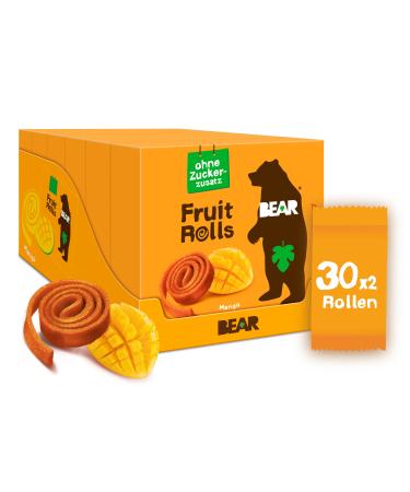 Bear Fruit Rolling Mango |100% natural ingredientsWithout the addition of sugar |Healthy snack for children & adults | 30 bags x 20g |600g