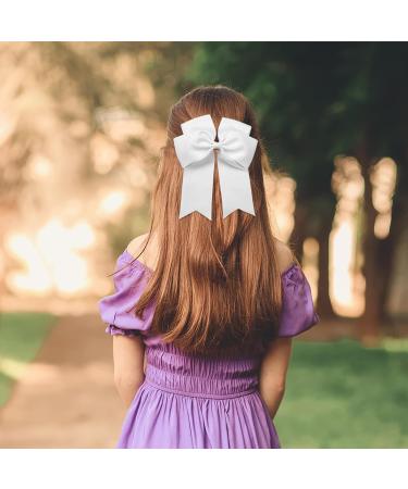 2 Pack 6 inch Bow Hair Clips Large Hair Bow Hair Barrette Clips for Women Girls White Hair Bows(White Pink) - Buy Online on SooperMarket.com