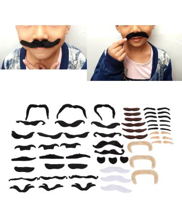 Self Adhesive Fake Eyebrows Beard 60 Pcs Moustache and Eyebrows Stick on Fake Eyebrows and Moustache Kit for Old Man Dress Up Grandpa Costume Accessories - Buy Online on SooperMarket.com