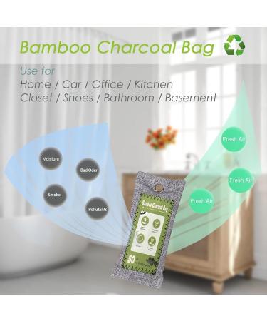 Large Activated Bamboo Charcoal Air Purifying Bags | Odor Absorber for Closet Shoes Car & Basement - Eco-Friendly Deodorizer - Buy Online on SooperMarket.com