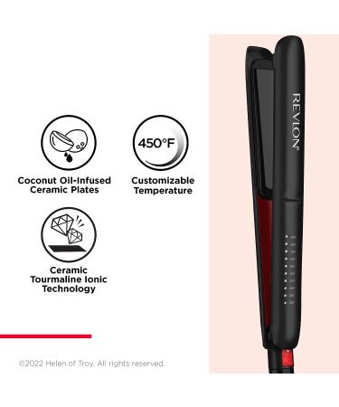 Revlon SmoothStay Coconut Oil-Infused Straightener | 1 Inch Flat Iron for Sleek & Shiny Hair - Buy Online on SooperMarket.com