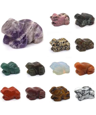TRUSTTWO 1.5" Frog Statue Natural Gemstone Room Decoration Healing Crystal Animals Figurines Reiki Hand Carved Stones The White Turquoise - Buy Online on SooperMarket.com