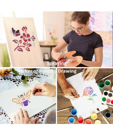 64 Piece Reusable Flower Plant Stencils for Painting on Various Surfaces - DIY Art and Craft Templates for Wood, Walls, Fabric, and More - Buy Online on SooperMarket.com
