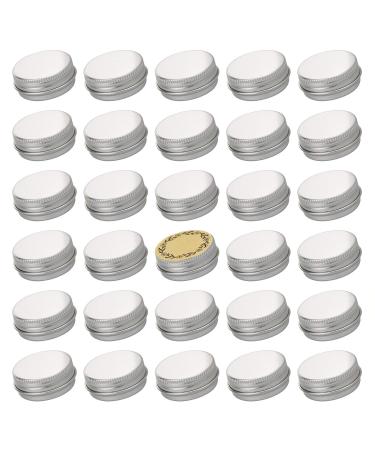 Screw Top Sliver Aluminum Tin Jar with Screw Lid and Blank Labels - 31pcs, 0.5 oz