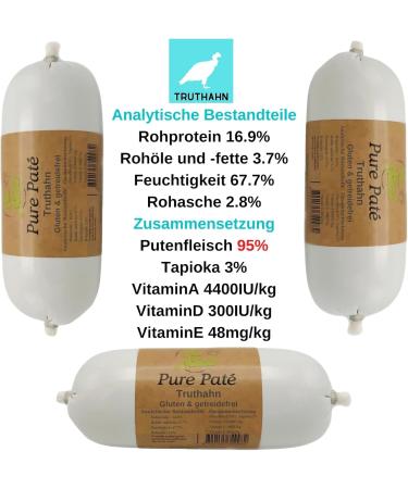 Paw Natural Hundenwurst Cutting Festival | Gluten & Grain-Free Turkey Sausage | 3x400g Fresh Meat from Healthy Animals - Buy Online on SooperMarket.com