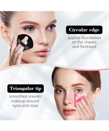 HEYMKGO Velvet Triangle Powder Puffs - 4 Pcs Dual-Use Makeup Puff Set for Setting Powder, Pressed Powder, and Under Eye Application in Black/Rose - Buy Online on SooperMarket.com