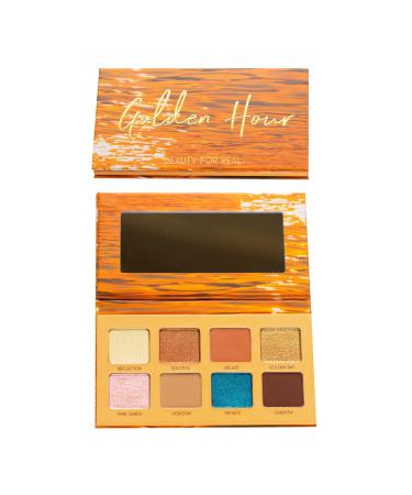 Beauty for Real Golden Hour Eyeshadow Palette - Eight Shades with Matte & Shimmer Finishes - Infused with Mango Butter & Vitamin E - Cruelty Free Vegan