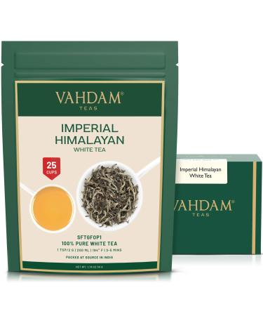 VAHDAM, Imperial White Tea Leaves from Himalayas (25 Cups) High Elevation Grown, White Tea Loose Leaf -1.76oz Imperia Himalayan White Tea 1.76 Ounce (Pack of 1)
