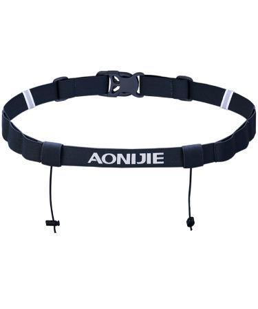 Azarxis Race Number Bib Belt with 6 Storage Loops Adjustable Elastic Webbing for Men Women Runners Running Jogging Triathlon Marathon Trail Race Cycling Black