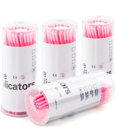 G2PLUS Micro Applicators Brushes with Longer Tips - 400PCS Disposable Microfibre Brushes Eyelashes - Pink Lash Lift Micro Applicators - Eyelash Extension Swabs for Eyelashes Extensions Crafting 400 PCS Pink