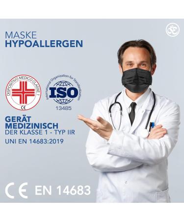 Buy Medical IIR Standard EN14683 Certified 3-Layer Disposable Masks - BFE 98% - 100 Pack Black Oral Masks for International Shipping - Buy Online on SooperMarket.com