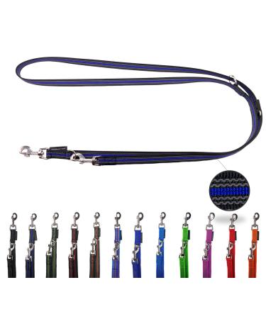 Dog leashed adjustable / double-liner for medium and large dogs / 2m / 2.40m / 2.80m / 3.50m / 5m (black-blue 2m) 2m black and blue