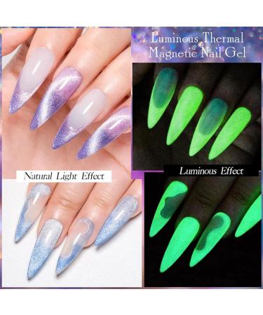 Holographic Gel Polish Glitter Cat Eye Gel Nail Polish Temperature Colour Changing UV Gel Polish Set with Neon Effect Soak Off Magnetic Nail Polish Nail Art Gift for Women - Buy Online on SooperMarket.com