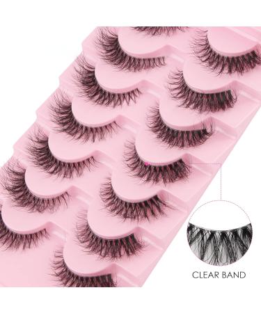 Glowing Win Cat Eye False Eyelashes - 7 Pairs Faux Mink Fluffy Lashes for Natural Look | Reusable Handmade Wispy Fake Lashes - M50 - Buy Online on SooperMarket.com