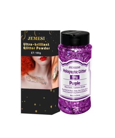 HOLOGRAPHIC Purple Chunky Glitter 100g | Craft Glitter for Resin Face Nail Body Slime & Festival Art - International Shipping - Buy Online on SooperMarket.com
