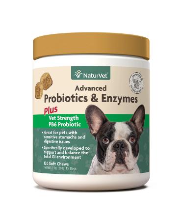 NaturVet Advanced Probiotics and Enzymes Plus Vet Strength PB6 Probiotic for Dogs 120 Soft Chews