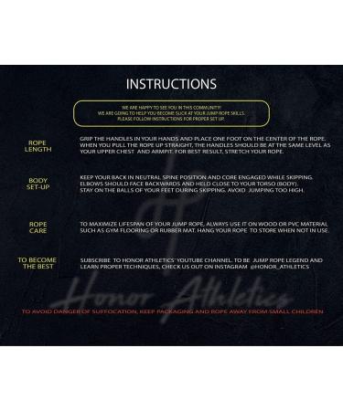 Honor Athletics Speed Rope - Adjustable 10ft Skipping Rope for Double Under, Boxing, MMA, Cardio Fitness Training - Yellow - Buy Online on SooperMarket.com