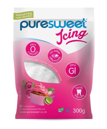 Puresweet Icing 100% Natural Zero Calorie Icing Sugar Alternative 300g No bitter aftertaste Diabetic Friendly Tooth Friendly Vegan Non GMO (Recyclable Pouch)