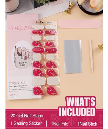 EBANKU Christmas Glitter Gel Nail Polish Strips - Long Lasting Waterproof Wraps Stickers with File Wipes & Sealing - SDTRK14 - Buy Online on SooperMarket.com