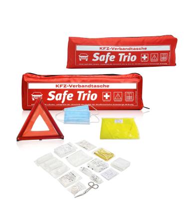 4Business 2 x vehicle bandage pocket red |Association kit for car |Content according to the latest DIN 13164: 2022-02 |Euro Warnd Triangle |Warning vest EN ISO 20471