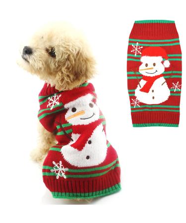 DELIFUR Dog Snow Sweaters Snowman Sweaters Xmas Dog Holiday Sweaters New Year Christmas Sweater Pet Clothes for Small Dog and Cat(Thick Snowman 2XS) 2X-Small Thick Snowman