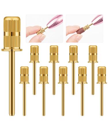 Rolybag 10 Pieces nail drill heads nail drill bits sanding band shaft 3/32 inch nail drill bits mandrels for electric file nail sanders manicure pedicures home salon & spa(10-golden)