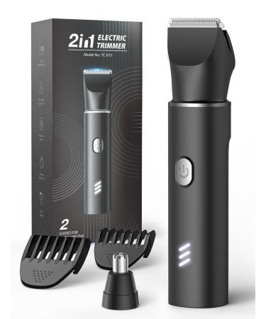 Intimate razor man with nasal hair trimmer 2-in-1 painless rechargeable body razor men for legs chest armpit armpit bars and ears 2 sensitive combs waterproof travel lock black-4 accessories