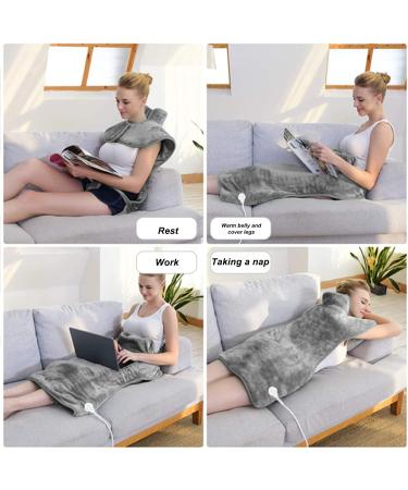 Buy Heating Pillows for Neck & Shoulders - Soft Plush 6-Gear Adjustable Heated Wrap - 37x22 inches - Perfect for Pain Relief! - Buy Online on SooperMarket.com