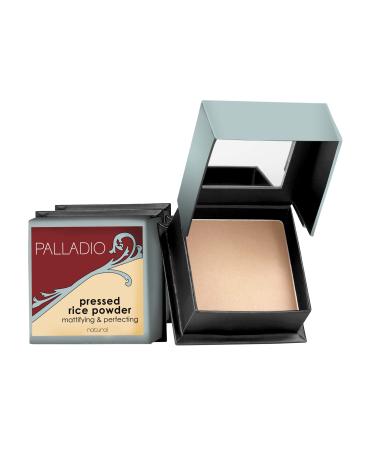 Palladio  Pressed Rice Powder with Mirror Mattifying Makeup Setting that Lasts All Day Instantly Absorbs Oil Works alone or with makeup  Translucent  0.26 Ounce
