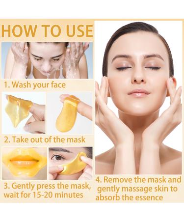 30 Pairs Lip & Eye Masks - 24K Collagen Crystal Under Eye Patches for Dark Circles Puffiness & Fine Lines - Moisturizing Skincare for Women & Men - Buy Online on SooperMarket.com