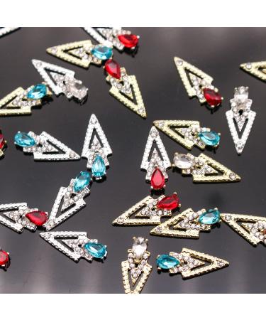 30pcs Mix Gold and Silver Nail Charms - Triangle and Drop Shape 3D Nail Jewelry for Acrylic Nails Art - DIY Crafts Accessory for Women and Girls - Buy Online on SooperMarket.com