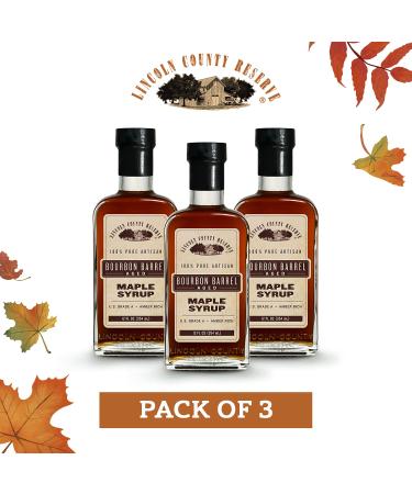 Lincoln County Reserve Bourbon Barrel Aged Maple Syrup - Grade A Amber Rich Taste - Gluten-Free - 12FL OZ (3 Pack) - Buy Online on SooperMarket.com