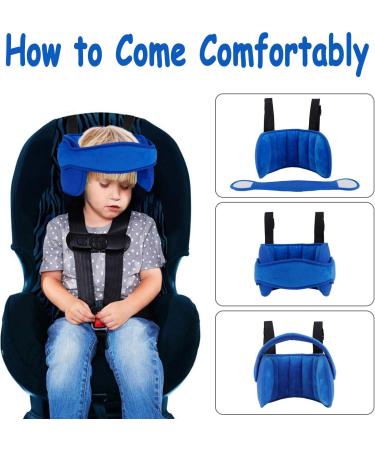 Adjustable Cotton Child Car Head Support & Neck Protector - Blue | Seat Headrest for Baby, Kids, Toddlers - Buy Online on SooperMarket.com