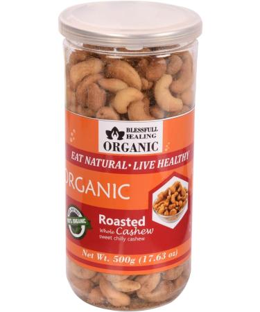 Blessfull Healing Organic Natural Vegan Sweet Chilly Roasted Whole Cashew Nuts Crunchy Kaju 500 Gram - Buy Online on SooperMarket.com