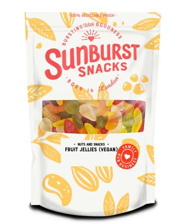 Sunburst Snacks Vegan Fruit Jellies Assorted Flavour Sweets Ideal for Parties Gifts & Sharing Resealable & Recyclable Packaging 500 G