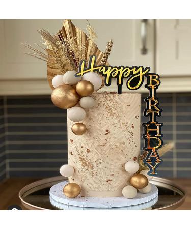 23-Piece Gold Palm Leaves Birthday Cake Topper Set for Party Decoration - Buy Online on SooperMarket.com