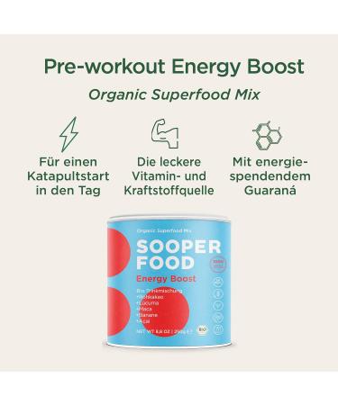 Sooper Food Energy Boost 250g Powder | Bio Vegan Superfood Addon for Sustainable Energy | Essential Vitamins & Minerals | Coffee Alternative with Maca & Cacao - Buy Online on SooperMarket.com