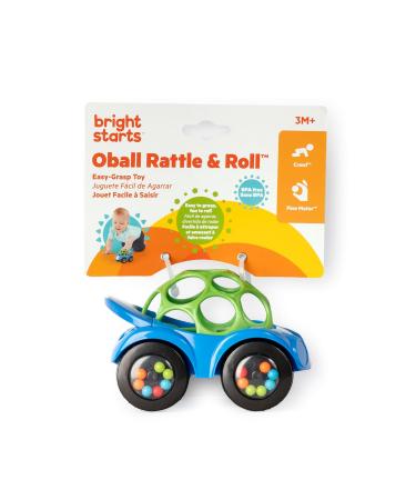 Bright Starts Oball Toy Car with Rattle - Multicolored Green-Blue Baby Toy | International Shipping Available - Buy Online on SooperMarket.com