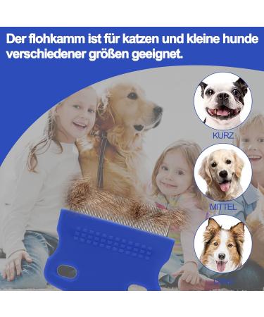 3-Piece Stainless Steel Flea & Lice Comb Set for Dogs & Cats | Pet Care Tools for Effective Tear Stain Removal - Blue - Buy Online on SooperMarket.com