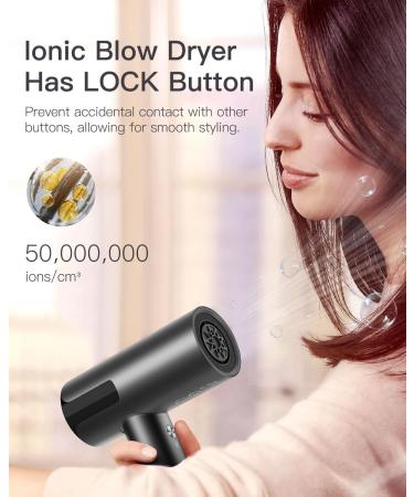 Hair Dryer - Slopehill Ionic Professional Blow Dryer with High-Speed Brushless Motor Portable & Quiet for Salon/Home/Travel - Fast Drying Men & Women - Add Concentrator - Buy Online on SooperMarket.com