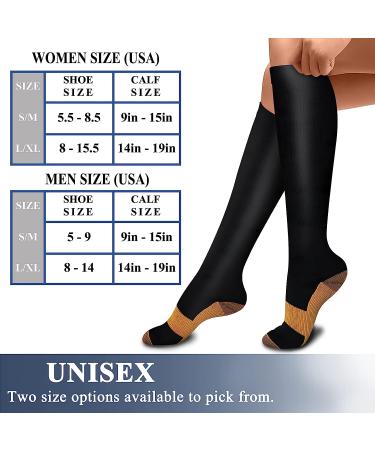Copper Compression Socks (3 Pairs) 15-20 mmHg - Best for Athletic & Daily Use Men & Women, Running, Climbing Large-X-Large, Black - Buy Online on SooperMarket.com