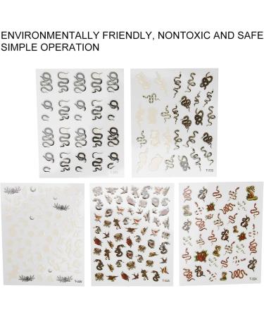 Snake Pattern Nail Sticker 5 Sheets Self Adhesive Nail Art Decals Nail Art Decoration Sticker for DIY Women Fingernail Toenail Various Patterns - Buy Online on SooperMarket.com