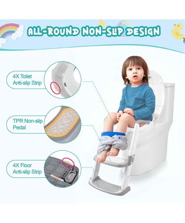 Potty Training Seat with Step Stool Ladder for Kids | Toddler Toilet Chair for Boys | Grey - Buy Online on SooperMarket.com