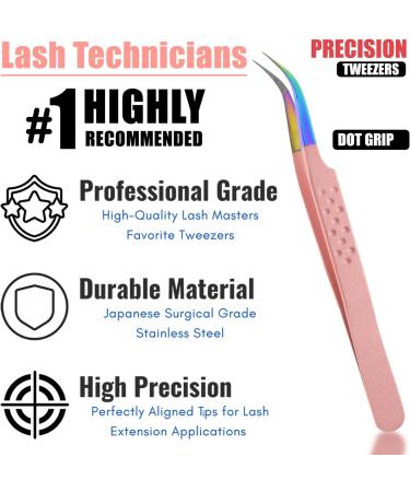 Professional Fiber Tip Lash Tweezers Set - Japanese Steel, Curved & Volume Lash Tweezers - Blush Pink - My Lash Tools - Buy Online on SooperMarket.com