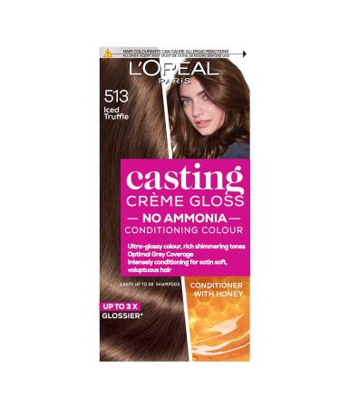 L'Oreal Paris Ammonia Free Semi-Permanent Hair Dye 513 Iced Truffle Glossy Hair Colour Natural Looking Finish For up to 28 Shampoos Casting Cr me Gloss 1 Application 513 Iced Truffle 1 Count (Pack of 1)
