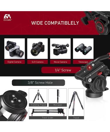 V6 Professional Video Fluid Head Mount for DSLR Cameras & Camcorders - Max Load 17lbs/8kg - Buy Online on SooperMarket.com