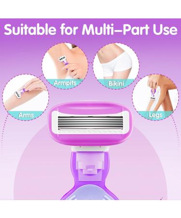 Travel Razors for Women | 5-Blade Portable Razor with Case | Smooth Shaving Essentials in Purple - Buy Online on SooperMarket.com